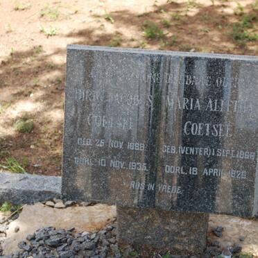 COETSEE Dirk Jacobus 1868-1935 &amp; Maria Alletha VENTER 1868-1926