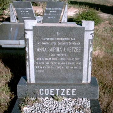 COETZEE Anna Sophia nee VAN WYK 1900-1952
