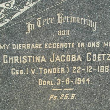COETZEE Christina Jacoba geb V. TONDER 1883-1944