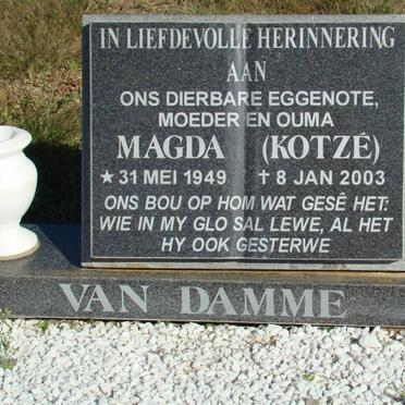 DAMME Magda, van geb KOTZÉ 1949-2003