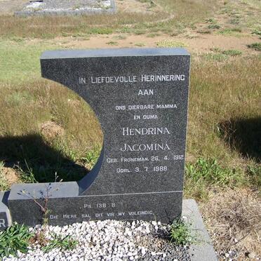 GROBBELAAR Hendrina Jacomina FRONEMAN 1912-1988