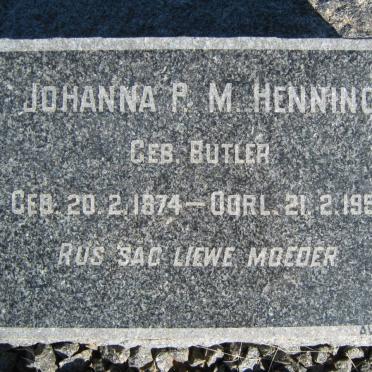 HENNING Johanna P.M. nee BUTLER 1874-1958