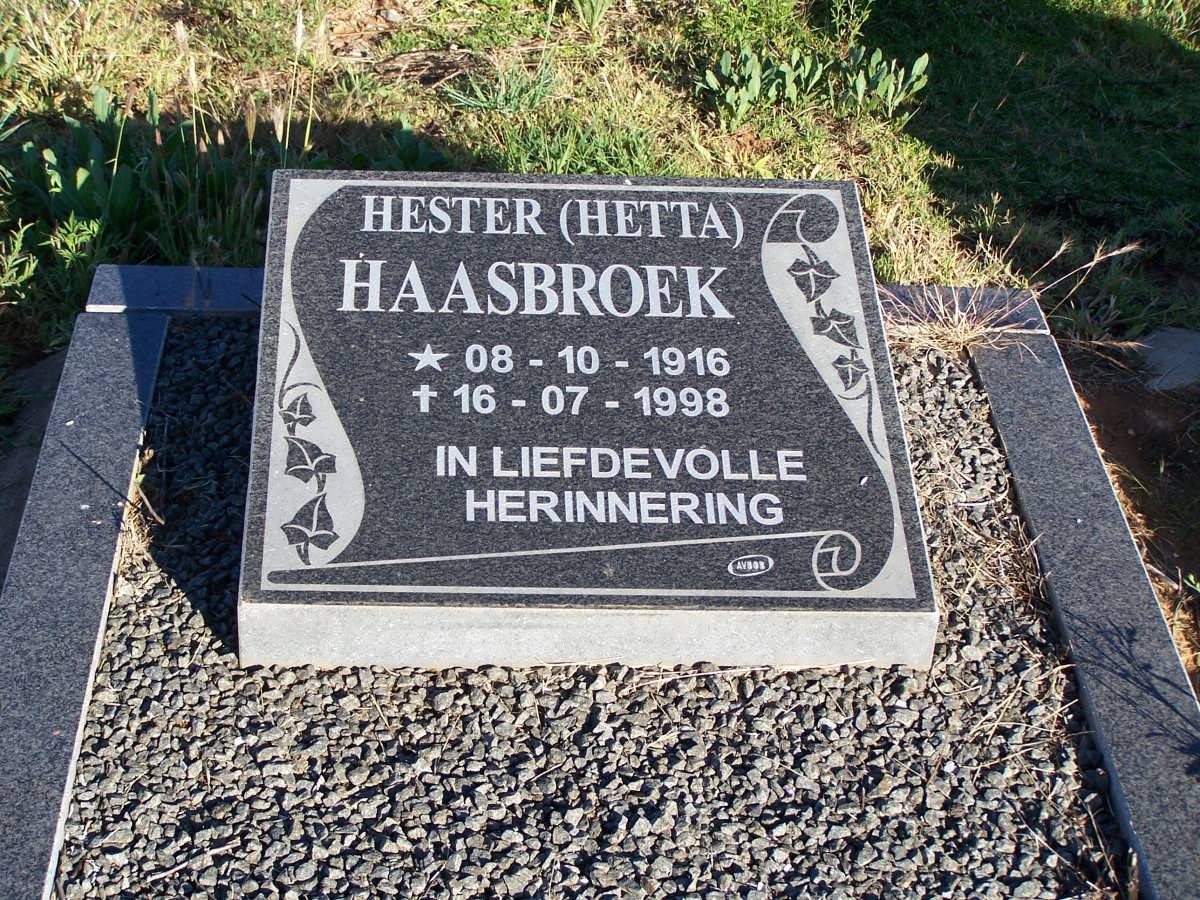 HAASBROEK Hester 1916-1998