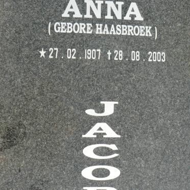 JACOBS Anna nee HAASBROEK 1907-2003