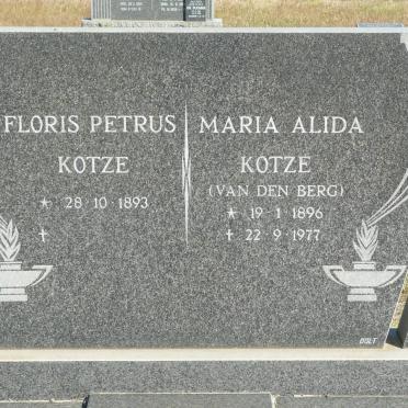 KOTZE Floris Petrus 1893- &amp; Maria Alida VAN DEN BERG 1896-1977