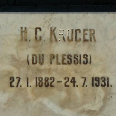 KRUGER H.C. nee DU PLESSIS 1882-1931
