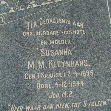 KLEYNHANS M.M. geb KRAUSE 1895-1944