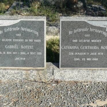 KOTZEE Gabriël 1871-1955 &amp; Catharina Gertruida KRUGER 1879-1968