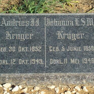KRUGER Andries J.J. 1852-1949 &amp; Johanna E.S.M. 1858-1946