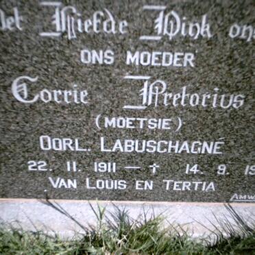 LABUSCHAGNE Corrie voorheen PRETORIUS 1911-1995