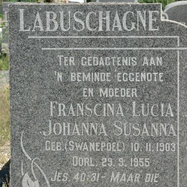 LABUSCHAGNE Franscina Lucia Johanna Susanna nee SWANEPOEL 1903-1955