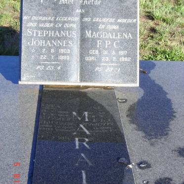 MARAIS Stephanus Johannes 1903-1980 &amp; Magdalena F.P.C. 1917-1982