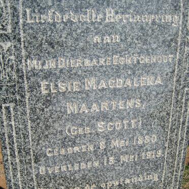 MAARTENS Elsie Magdalena nee SCOTT 1880-1919