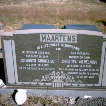 MAARTENS Johannes Cornelius 1904-1973 &amp; Christina Wilhelmina 1906-1986