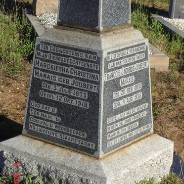 MARAIS Francois Jacobus Joubert 1869-1935 &amp; Margrietha Christina JOUBERT 1875-1918