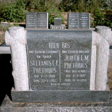 PRETORIUS Stefanus C.F. 1882-1952 &amp; Judith E.M. MALHERBE 1887-1958