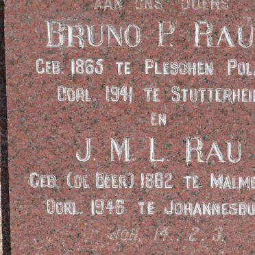 RAU Bruno P. 1865-1941 &amp; J.M.L. DE BEER 1862-1946
