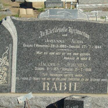 RABIE Jacobus Johannes 1871-1955 &amp; Johanna Alida VORSTER 1883-1944