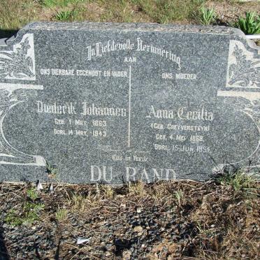 RAND Diederik Johannes, du 1863-1943 &amp; Anna Cecilia GREYVENSTEYN 1868-1954