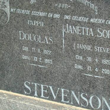 STEVENSON Douglas 1922-1963 &amp; Janetta Sophia 1925-2002