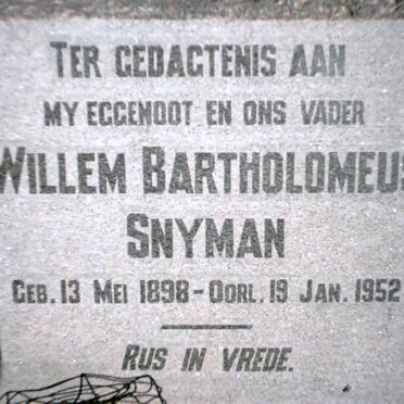 SNYMAN Willem Bartholomeus 1898-1952