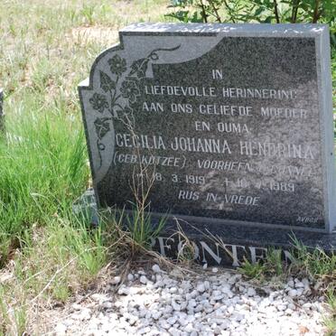 SERFONTEIN Cecilia Johanna Hendrina, nee KOTZEE previously O'CONNEL 1919-1989