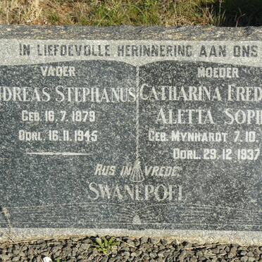 SWANEPOEL Andreas Stephanus 1879-1945 &amp; Catharina Fredrica Aletta Sophia MYNHARDT 1886-1937
