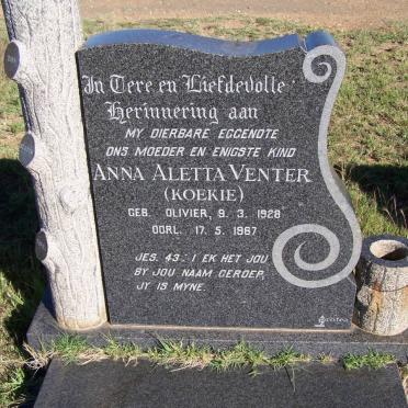 VENTER Anna Aletta nee OLIVIER 1928-1967