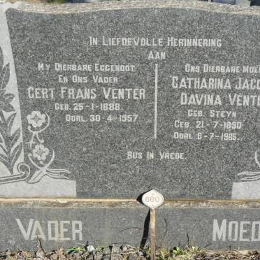 VENTER Gert Frans 1888-1957 &amp; Catharina Jacomina Davina STEYN 1890-1965