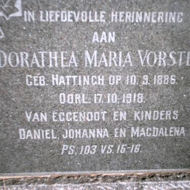 VORSTER Dorathea Maria nee HATTINGH 1886-1918
