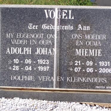 VOGEL Adolph Johan 1923-1997 &amp; Miemie 1931-2006