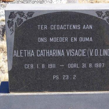VISAGIE Aletha Catharina nee V.D. LINDE 1911-1987