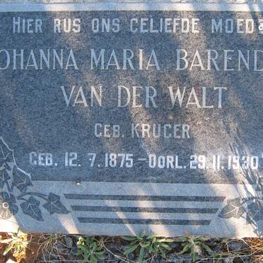 WALT Johanna Maria Barendina, van der nee KRUGER 1875-1930