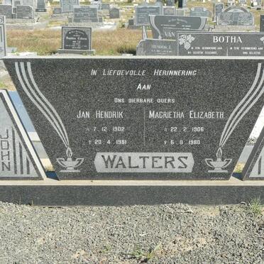 WALTERS Jan Hendrik 1902-1981 &amp; Magrietha Elizabeth 1906-1980
