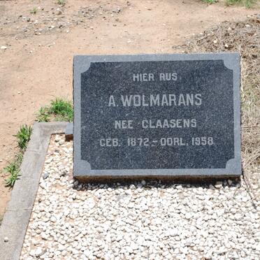 WOLMARANS A. nee CLAASENS 1872-1958