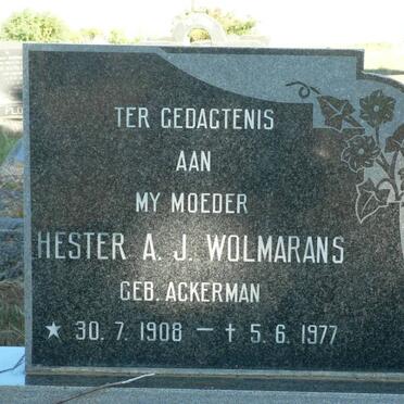 WOLMARANS Hester A.J. nee ACKERMAN 1908-1977