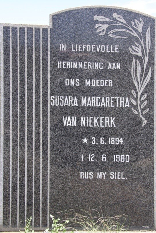 NIEKERK Susara Margaretha, van 1894-1980