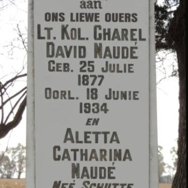 NAUDE Charel David 1877-1934 &amp; Aletta Catharina SCHUTTE 1879-1932