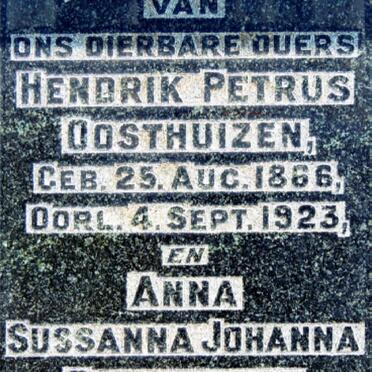OOSTHUIZEN Hendrik Petrus 1866-1923 &amp; Anna Sussanna Johanna CRONJE 1865-1920