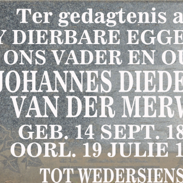 MERWE Johannes Diederik, van der 1889-1967