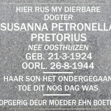 PRETORIUS Susanna Petronella nee OOSTHUIZEN 1924-1944