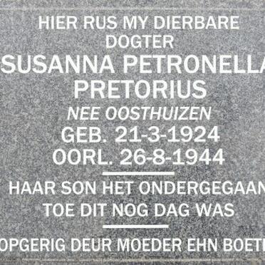 PRETORIUS Susanna Petronella nee OOSTHUIZEN 1924-1944