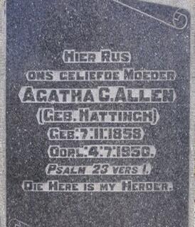 ALLEN Agatha C. nee HATTINGH 1858-1950