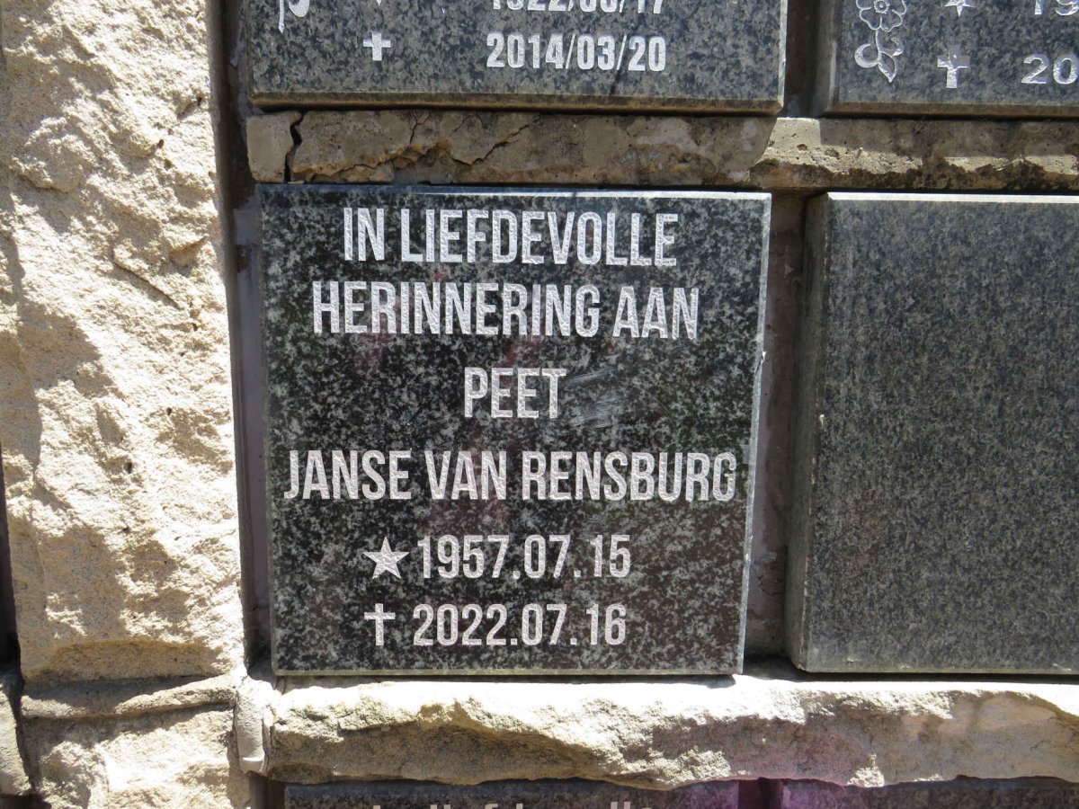 RENSBURG Peet, Janse van 1957-2022
