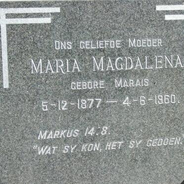 SPUY Johannes Petrus, van der 1876-1961 & Maria Magdalena MARAIS 1877-1960