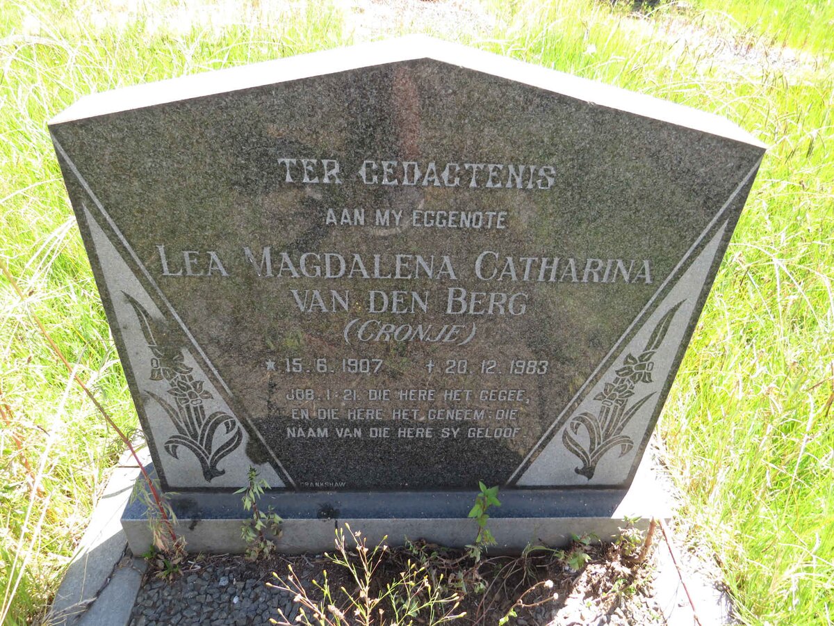BERG Lea Magdalena Catharina, van den nee CRONJE 1907-1983