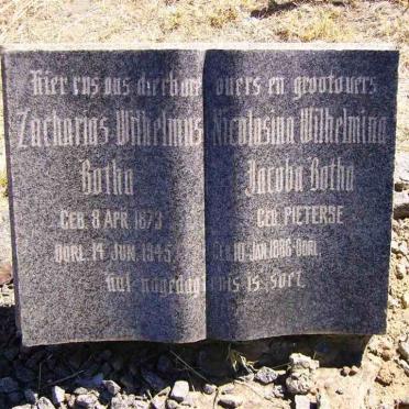 BOTHA Zacharias Wilhelmus 1873-1945 &amp; Nicolasina Wilhelmina Jacoba PIETERSE 1886-