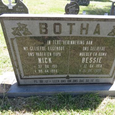 BOTHA Nick 1911-1994 & Bessie 1914-2000