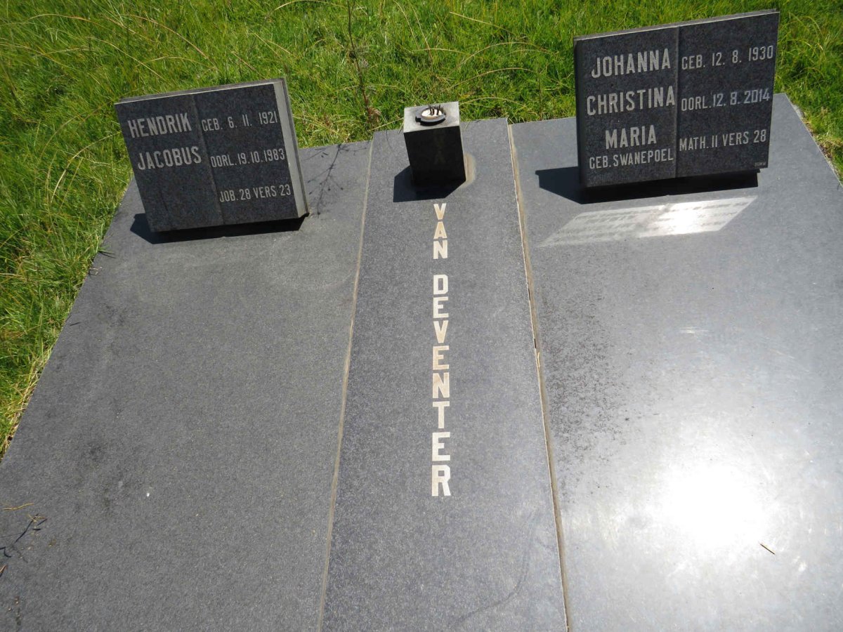 DEVENTER Hendrik Jacobus, van 1921-1983 & Johanna Christina Maria SWANEPOEL 1930-2014