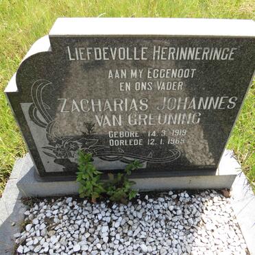 GREUNING Zacharias Johannes, van 1919-1969